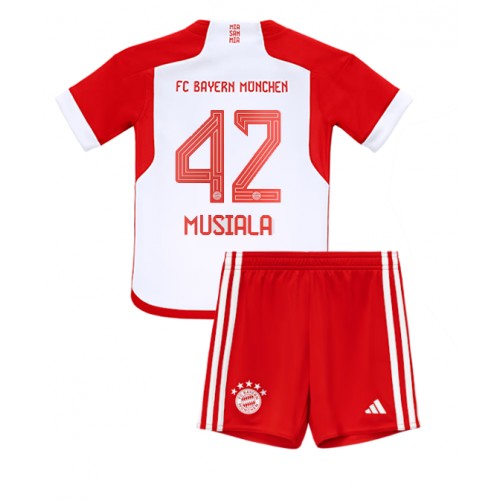 Fotballdrakt Barn Bayern Munich Jamal Musiala #42 Hjemmedraktsett 2023-24 Kortermet (+ Korte bukser)